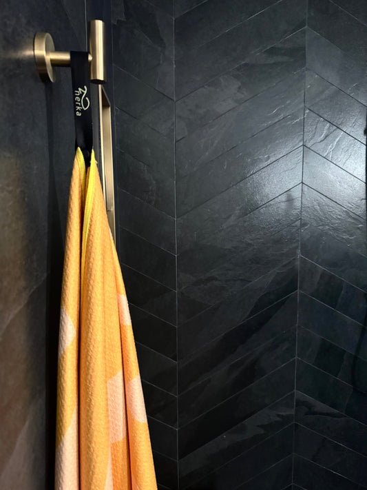 Serviette en microfibre gaufrée- Corail doré