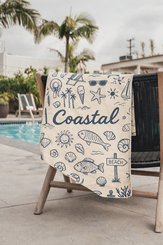 Serviette en microfibre gaufré réversible - Coastal