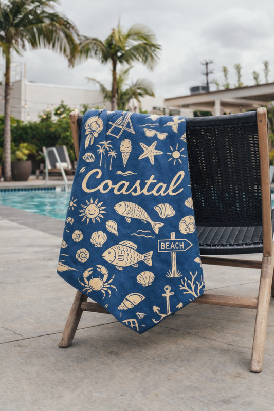 Serviette en microfibre gaufré réversible - Coastal