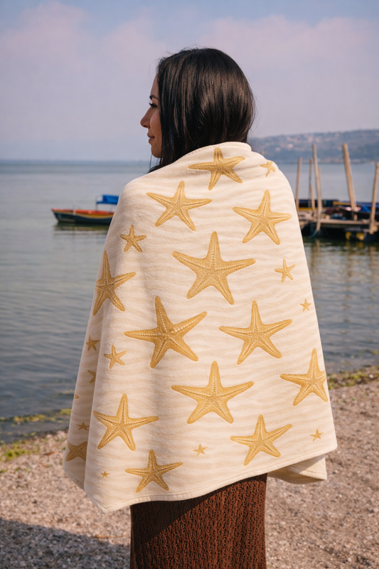 Serviette en microfibre gaufrée- Étoile de mer