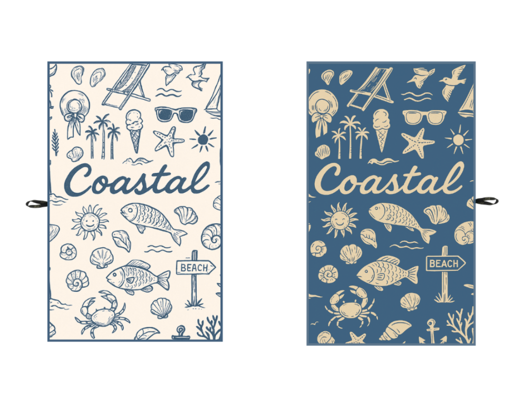 Serviette en microfibre gaufré réversible - Coastal