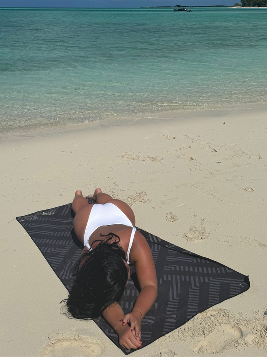 Serviette en microfibre gaufrée - Sable noir