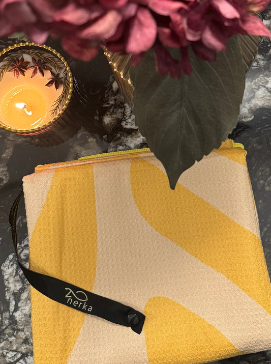 Serviette en microfibre gaufrée- Corail doré